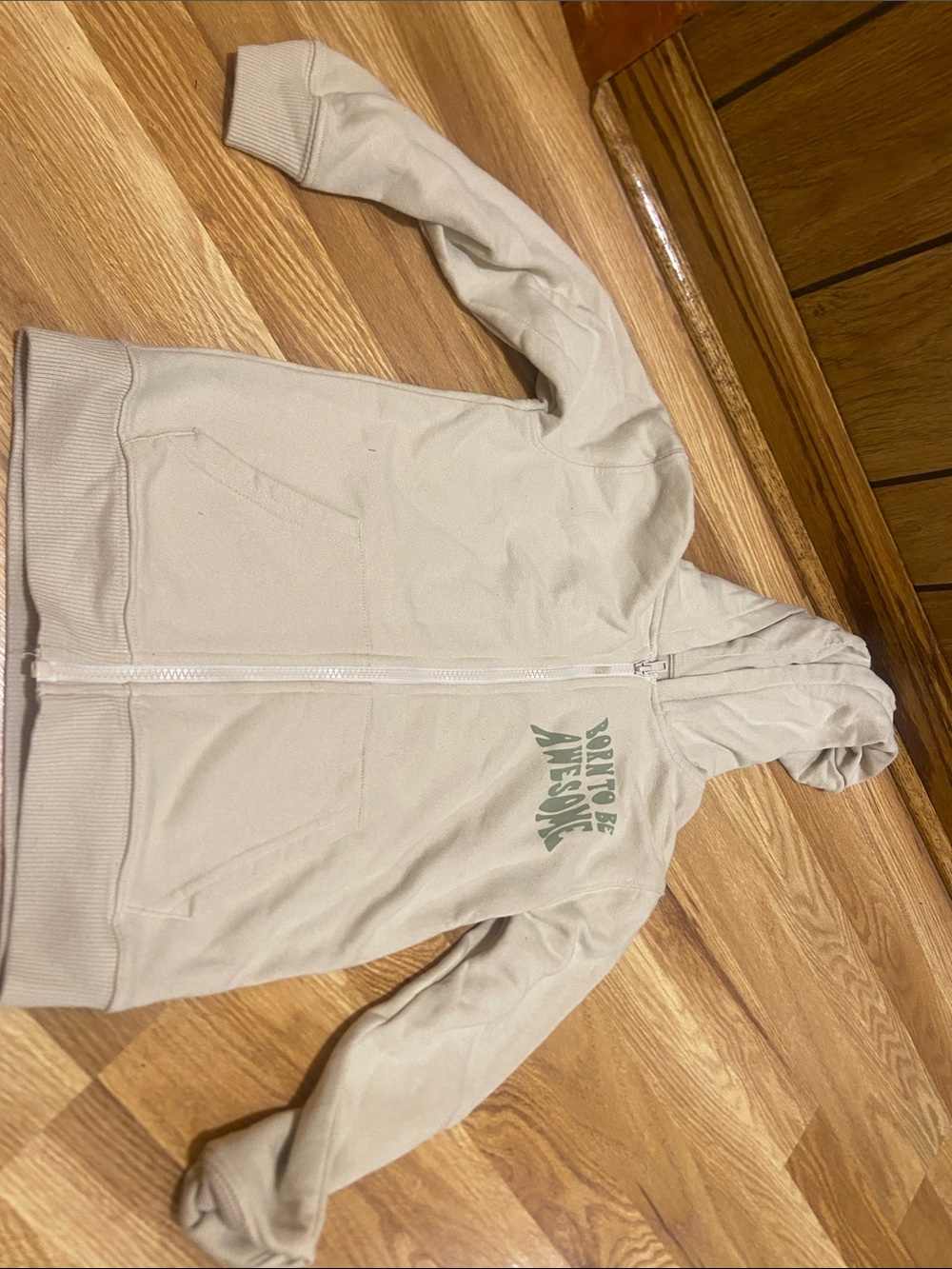 Garanimals Cream Zip Hoodie with Green Chest Print